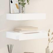 vidaXL Svävande vägghyllor med lådor 2 st 48 cm vit