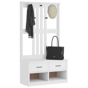 vidaXL Hallträd SANDNES vit 87x40x159,5cm massiv träfuru