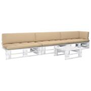 vidaXL Pallsoffgrupp med dynor 4 delar vit impregnerad furu