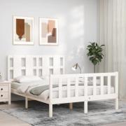 vidaXL Sängram utan madrass vit 140x190 cm massiv furu