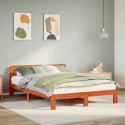 vidaXL Sängram utan madrass vaxbrun 160x200 cm massiv furu