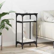 vidaXL Sidobord med hylla Svart Ek 40 x 30 x 75 cm Konstruerat trä