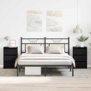 vidaXL Nattduksbord 2 pcs Svart Ek 40 x 35 x 62,5 cm Konstruerat trä