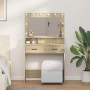vidaXL Sminkbord med låda Sonoma ek 79 x 41 x 135 cm Konstruerat trä