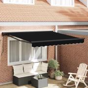vidaXL Utfällbar markis Svart 300x250 cm tyg