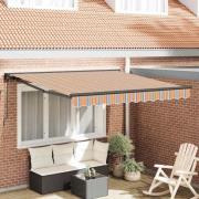 vidaXL Utfällbar markis Flerfärgad rand 350x250 cm tyg