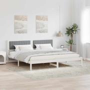 vidaXL Sängram med huvudgavel Ljusgrå 200 x 200 cm Massiv furu