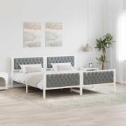 vidaXL Sängram med huvudgavel Ljusgrå 200 x 200 cm Massiv furu