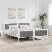 vidaXL Sängram med huvudgavel Ljusgrå 160 x 200 cm Massiv furu