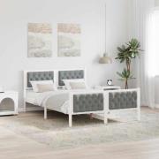 vidaXL Sängram med huvudgavel Ljusgrå 150 x 200 cm Massiv furu