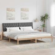 vidaXL Sängram med Klädd Huvudgavel Brun 200 x 200 cm Massiv furu