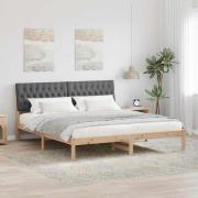 vidaXL Sängram med Klädd Huvudgavel Brun 180 x 200 cm Massiv furu