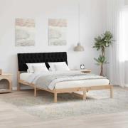 vidaXL Sängram med Klädd Huvudgavel Brun 160 x 200 cm Massiv furu