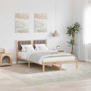 vidaXL Sängram med huvudgavel Taupe 120 x 200 cm Massiv furu