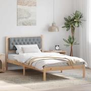 vidaXL Sängram med huvudgavel Ljusgrå 100 x 200 cm Massiv furu