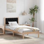 vidaXL Sängram med huvudgavel Svart 90 x 190 cm Massiv furu