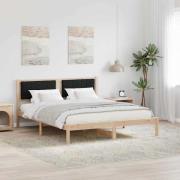 vidaXL Sängram med Klädd Huvudgavel Svart 160 x 200 cm Massiv furu