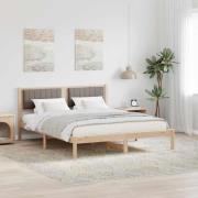 vidaXL Sängram med Klädd Huvudgavel Taupe 150 x 200 cm Massiv furu