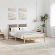 vidaXL Sängram med Klädd Huvudgavel Taupe 120 x 200 cm Massiv furu