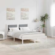 vidaXL Sängram med Klädd Huvudgavel Ljusgrå 120 x 190 cm Massiv furu