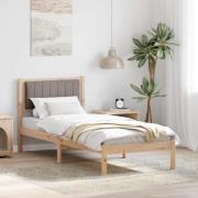 vidaXL Sängram med Klädd Huvudgavel Taupe 80 x 200 cm Massiv furu