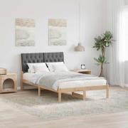 vidaXL Sängram med Klädd Huvudgavel Brun 120 x 190 cm Massiv furu
