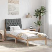 vidaXL Sängram med Klädd Huvudgavel Brun 80 x 200 cm Massiv furu