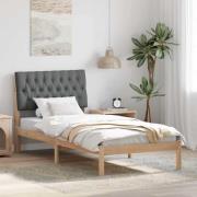 vidaXL Sängram med Klädd Huvudgavel Brun 90 x 190 cm Massiv furu
