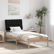 vidaXL Sängram med Klädd Huvudgavel Brun 75 x 190 cm Massiv furu