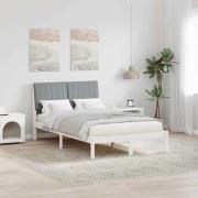 vidaXL Sängram med huvudgavel Vit 120 x 200 cm Massiv furu