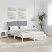vidaXL Sängram med huvudgavel Vit 135 x 190 cm Massiv furu