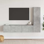 vidaXL Tv-skåp 3 delar betonggrå konstruerat trä