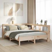 vidaXL Säng med bokhylla utan madrass 150x200cm massiv furu
