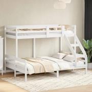 vidaXL Våningssäng 90x200/140x200 cm vit massiv furu