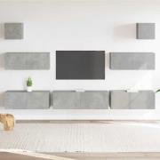 vidaXL Tv-skåp 7 delar betonggrå konstruerat trä