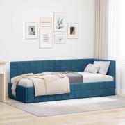 vidaXL Hörn Sängram med huvudgavel Blå 80 cm x 200 cm Sammet