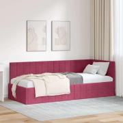 vidaXL Hörn Sängram med huvudgavel Vinröd 80 cm x 200 cm Sammet