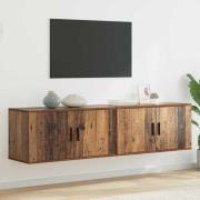 vidaXL Väggmonterad TV-byrå Set 2 pcs Gammalt trä 80 x 34,5 x 40 cm