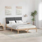 vidaXL Sängram med huvudgavel Mörkgrå 140 x 190 cm Massiv furu