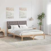 vidaXL Sängram med huvudgavel Taupe 140 x 190 cm Massiv furu