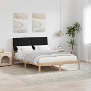 vidaXL Sängram med huvudgavel Svart 140 x 200 cm Massiv furu