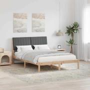 vidaXL Sängram med huvudgavel Mörkgrå 140 x 190 cm Massiv furu