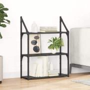 vidaXL Vägg hylla med hylla Svart Ek 60 x 21 x 78,5 cm Konstruerat trä