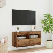 vidaXL TV Vägghylla Gammalt trä 80 x 30 x 40 cm Konstruerat trä