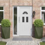 vidaXL Planteringskärl 2 pcs Olivgrön 50 x 50 x 75 cm Stål