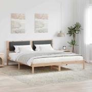 vidaXL Sängram med huvudgavel Mörkgrå 200 x 200 cm Massiv furu