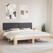 vidaXL Sängram med Klädd Huvudgavel Mörkgrå 200 x 200 cm Massiv furu