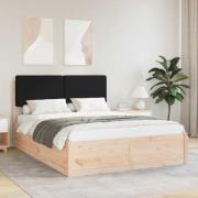 vidaXL Sängram med Klädd Huvudgavel Svart 150 x 200 cm Massiv furu