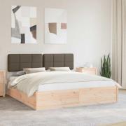 vidaXL Sängram med Klädd Huvudgavel Taupe 180 x 200 cm Massiv furu