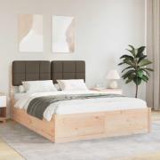 vidaXL Sängram med Klädd Huvudgavel Taupe 150 x 200 cm Massiv furu